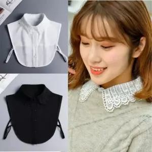 레이스 카라 반팔 가짜 셔츠 레이어드 블라우스 데일리 이너룩 레이스넥 포인트 상의