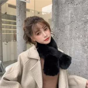 부드러운 인조털 숏 목도리 겨울 데일리 미니 머플러 방한용품 목돌이 목도리매는법