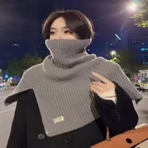여성 2컬러 겨울 넥케이프 도톰 니트 하이넥 숄머플러 숄