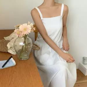/신상오픈런 여성 스모크 밴딩 스퀘어넥 롱 드레스