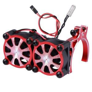 AIMROCK 알루미늄 36mm-40mm RC 모터 히트싱크(1/10 TRX4 SCX10 크롤러용 이중 냉각 팬 포함) (빨간색)