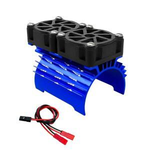 RC 자동차 냉각 팬 트윈 30mm 28000rpm, 금속 방열판이 장착된 모터 3660 3650 3670 540 550 브러시리스 업데이트 부품 1/10 1/8 트럭 직경 36-38mm 모터, 파란색
