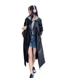 블랙 롱 빈티지 여사친 자켓 코트 PU트렌치 정장 조거 스트링 가죽 OP3