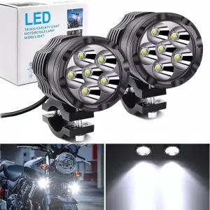 1인치 튜브 바 브래킷이 있는 모터사이클 안개등 2.5인치 보조등 원형 12-60V 트럭 ATV 12V 24V 36V