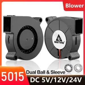 Gdstie DC 5V 12V 24V 50x50x15 듀얼 볼 쿨러 2Pin USB 방사형 팬 5015 터보 송풍기 3D 프린터 냉각 용 5c