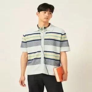 빈폴 멘 멀티 스트라이프 셔츠형 카디건 라이트 그린 (BC555AC61L) 남성 가을