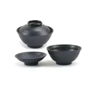 멜라민 일본식 밥공기 뚜껑 돈부리 블랙