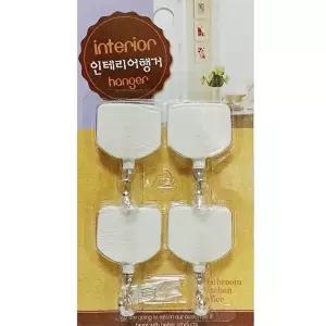 고품질 우일 둥근사각행거4p 접 착식걸이 후크 우드 벽면 탈부착 접.착식 벽걸이 W18CCA2