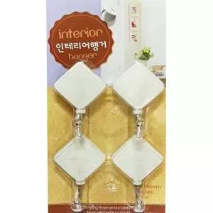 고품질 우일 마름모행거4P 접 착식걸이 후크 우드 벽면 탈부착 접.착식 벽걸이 W18CCF0