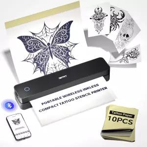 iPRT 타투 스텐실 프린터 10pcs 전사 용지가 포함된 무선 열 아티스트 및 초보자를 위한 블루투스 휴대용