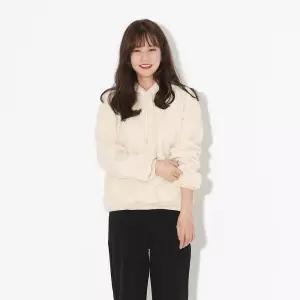 여성 무지 박스 양털 후드티셔츠