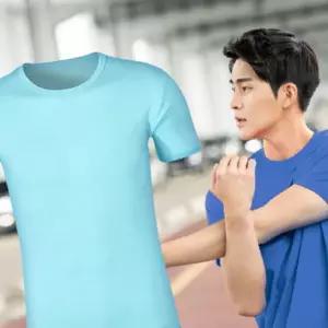 남녀공용 여름 기능성 쿨티셔츠 쿨론 무지 라운드 반팔