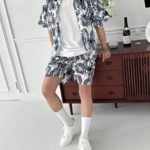 KWW 1003 남자 여름 바캉스 해변룩 비치웨어 반팔 남방 셔츠 반바지 세트