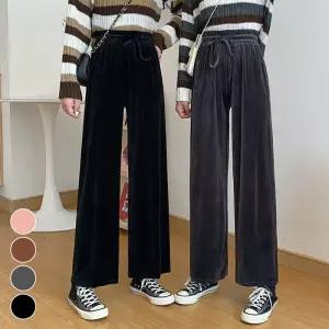 활용굿 벨벳 루즈핏 간절기 데일리 여성바지 밴딩팬츠