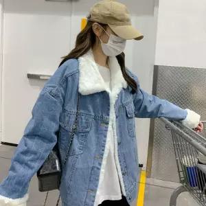 풍성한 퍼안감 데님 점퍼 데일리한 클래식 점퍼