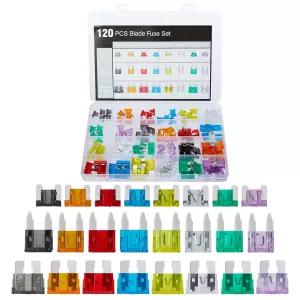 메딩나 120 PCS 블레이드 퓨즈 구색 키트 자동차 표준 및 미니 로우 프로파일 5A 10A 15A 20A 25A 30A 35A