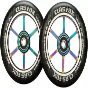 CLAS FO 110mm 원 페어 프로 스턴트 스쿠터 휠 ABEC9 베어링 CNC 메탈 코어2개 블랙 PU 레인보우