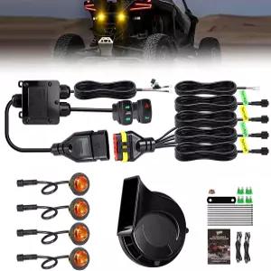 VI9000 UTV 턴 시그널 키트 사전 배선 플러그 앤 플레이 유니버설 스트리트 리걸 블링커 로커 스위치