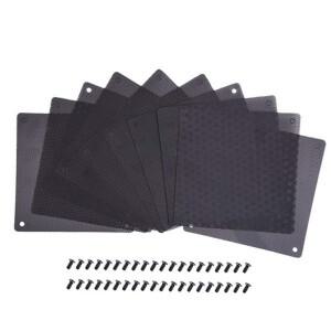 120mm 먼지 필터 컴퓨터 팬 쿨러 PVC 검정색 방진 케이스 커버 메쉬 10 팩(나사 40개 포함)