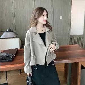 여성 봄 가을 숏 트렌치자켓 스트링 크롭기장 자켓 아우터 2색 mhi8+8GyX