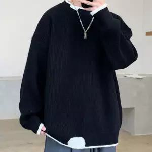 심플 데일리 남자 레이어드 배색 포인트 긴팔니트