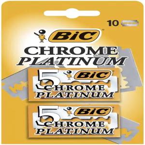 BIC 크롬 플래티넘 더블 엣지 세이프티 면도기 일회용 싱글 블레이드 스테인리스 스틸 10팩