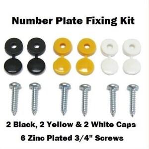 새로운 고품질 6Pcs 자동차 번호판 고정 피팅 키트 편리한 내구성 검정 흰색 노란색 캡 나사 및 # 294009