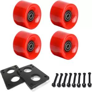 LOOEEL 60mm 크루저 휠 80A에는 ABEC-9 베어링 및 스페이서 스케이트보드 라이저 패드 하드웨어 나사 볼트