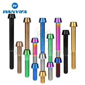 Wanyifa 티타늄 볼트 M6x 10 15 16 18 20 25 30 35 40 45 50 55 60 65mm 테이퍼 헤드 알렌 키 나사 자전거