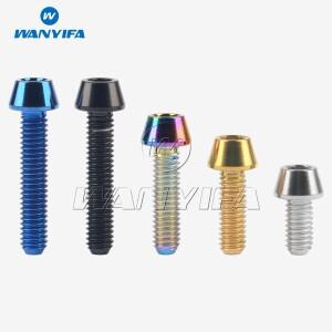 Wanyifa 티타늄 티 볼트 M4 x 8 12 15 20mm 알렌 키 테이퍼 헤드 나사 자전거 엄지 시프터
