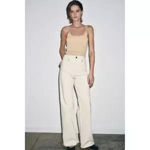 ZARA JEANS ZW COLLECTION WIDE LEG TIRO ALTO - 크림