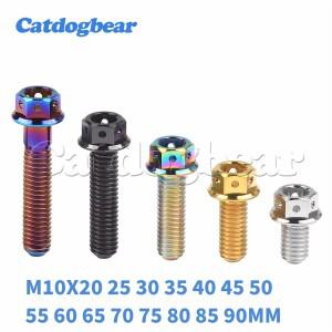 Catdogbear 4PCS M10 티타늄 볼트 20 25 30 35 40 45 50 55 60 65 70 75 80 85 90mmmm 플랜지 육각 머리 나