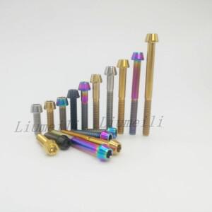 Liumeili 티타늄 Ti M5x16 18 20 25 30 35 40 45 50 60mm 알렌 키 테이퍼 헤드 볼트 나사 자전거 줄기 시트