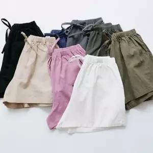 고품질 8컬러 데일리 린넨 밴딩 여성 반바지 (W6E0155)