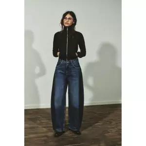 ZARA JEANS BALLOON OVERSIZE TRF TIRO ALTO - 네이비