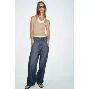 ZARA JEANS Z1975 BALLOON 스티치 - 블루