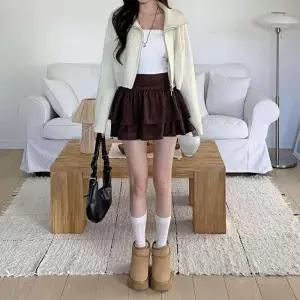 CHK1BD3여성 캉캉 플레어 코듀로이 미니 스커트