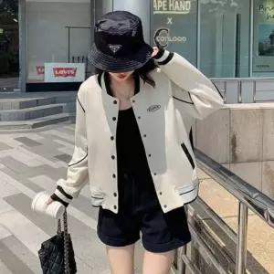 일상 걸스 트렌드 데이트연출 바시티 하프기장 재킷 집업 점퍼 경량자켓