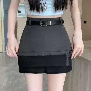 여성패션 미니 스커트 그레이 정장 여름 비침 방지 힙업 오피스룩 트임 A라인 DL2