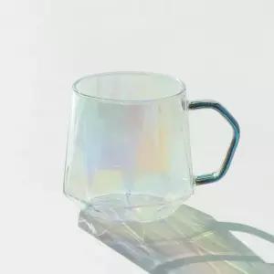 컬러핸들 오로라 내열 유리컵 육각 400ml 2color 홈카페 업소 (WBB405C)