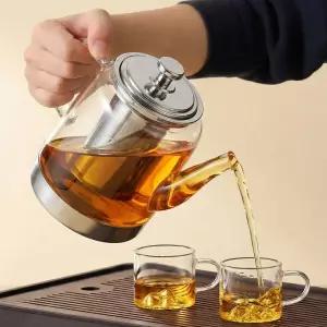 직화 인덕션 겸용 유리 주전자 스텐차망 티팟 1500ml