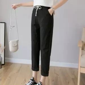 코튼린넨 여름 여성 9부 면 바지 여자 밴딩 팬츠 의류 면바지 (W6404CB)
