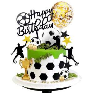 28 PCS 축구 케이크 장식 스포츠 파티 토퍼 생일 용품 선수