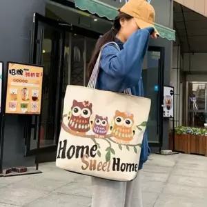 [라일리] Rly 빅사이즈 여성 숄더백 부엉이 데일리 숄더백 캔버