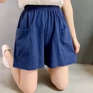 [라일리여성의류] Rly 루즈핏 여성 반바지 3부 캐주얼 반바지 린넨 밴