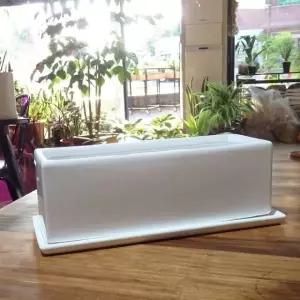 고품질 유광도기화분 옆이 넓은 직사각 30x10x10cm (W2213ED)