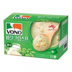 보노 바질크림스프 17g x 18 수프 즉석 간편식품 간편조리식 즉석조리 맛있는 아침식사 간편 간편식 전자레