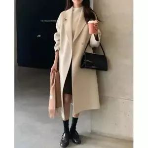 모직 여성용 롱 빈티지 슬림핏 코트 모직코트 암버클 OP1