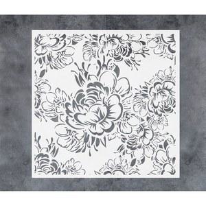 GSS 디자인 모란 벽 스텐실 재사용 가능한 꽃 바닥 목재 가구 페인팅용 DIY (모란 12인치 x 12인치)