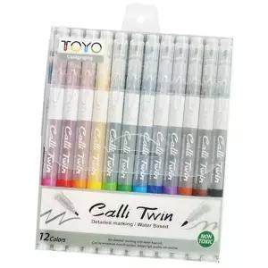 TOYO QM61DT77 캘리 싸인펜 트윈 12색 1SET 필기구 문구 학용품
